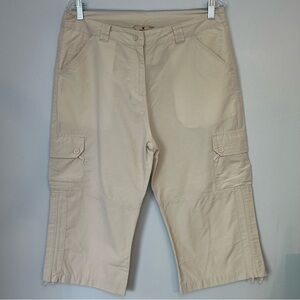 Woolrich Pants Size 12 Light Beige Cargo Pocket Cropped Lightweight Casual